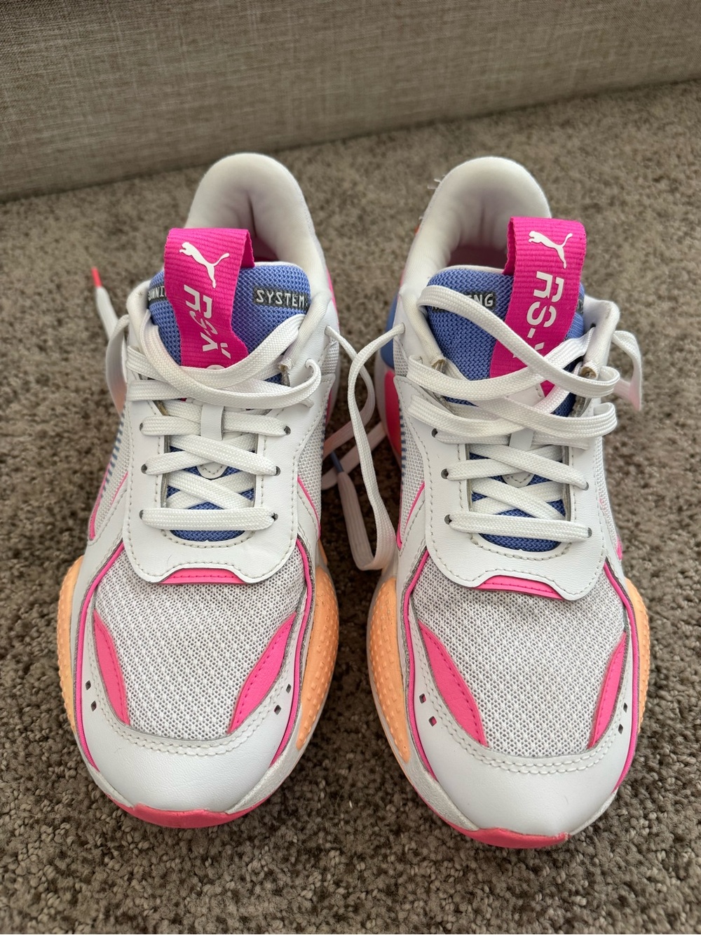 Puma White Pink Orange RS-X Sport Sneakers
